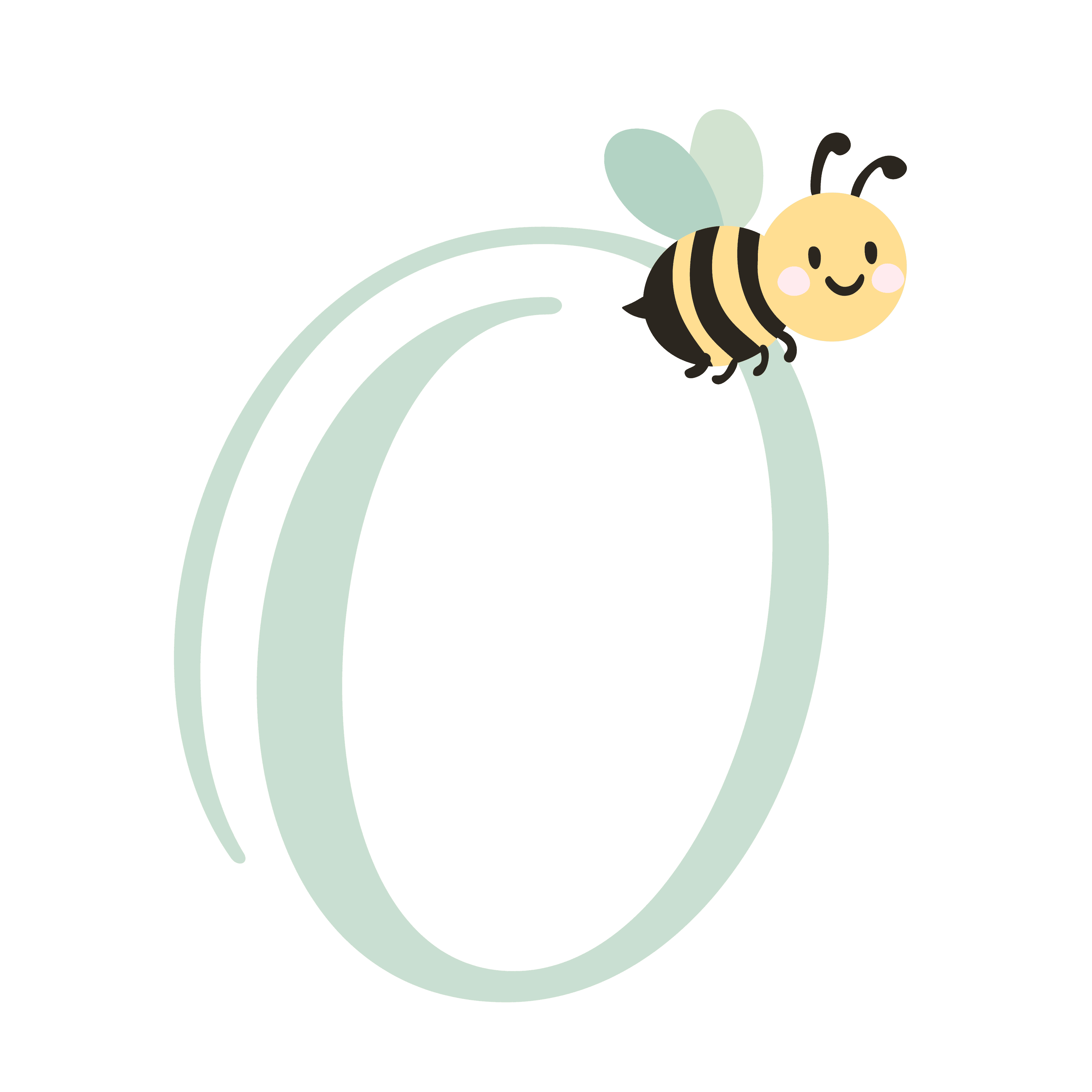 Logo Orane Petite Abeille, une abeille autour d’un O vert pastel